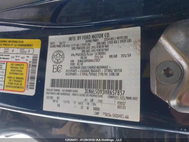 Lincoln MKZ SELECT 2017 3LN6L5D93HR657857 Image 9