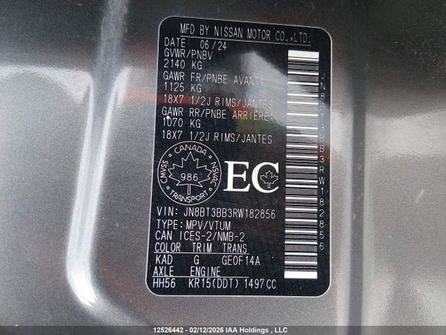 JN8BT3BB3RW182856 Nissan Rogue Sv Moonroof