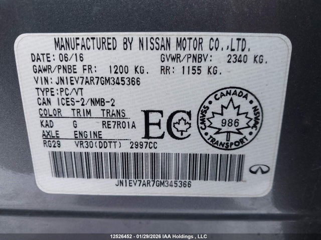 JN1EV7AR7GM345366 Infiniti Q50 3.0t