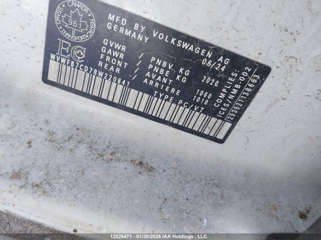 12526471 :رقم المزاد ، WVWFB7CD7RW220841 vin ، 2024 Volkswagen Golf R مزاد بيع