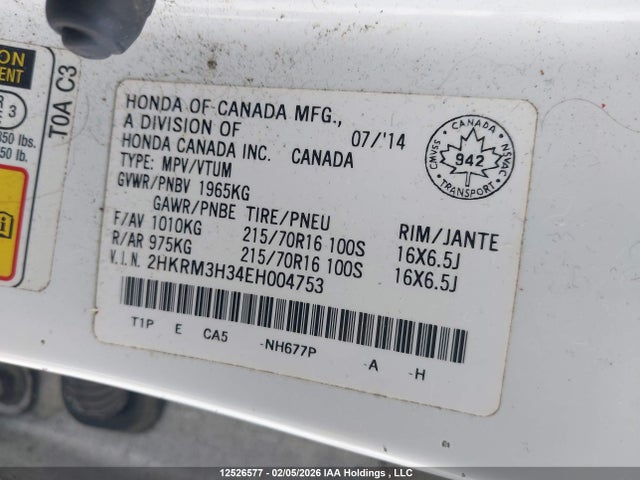 2HKRM3H34EH004753 Honda CR-V LX