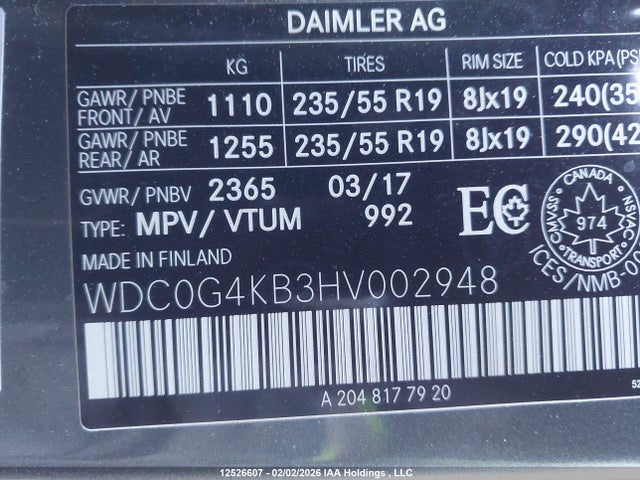 WDC0G4KB3HV002948 Mercedes-Benz Glc 300 4matic