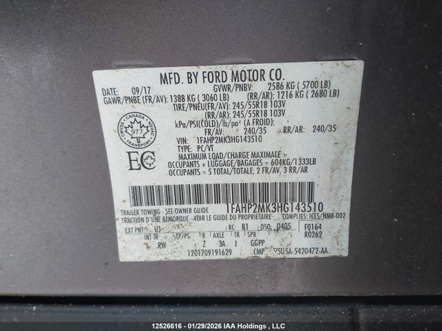 1FAHP2MK3HG143510 Ford Taurus