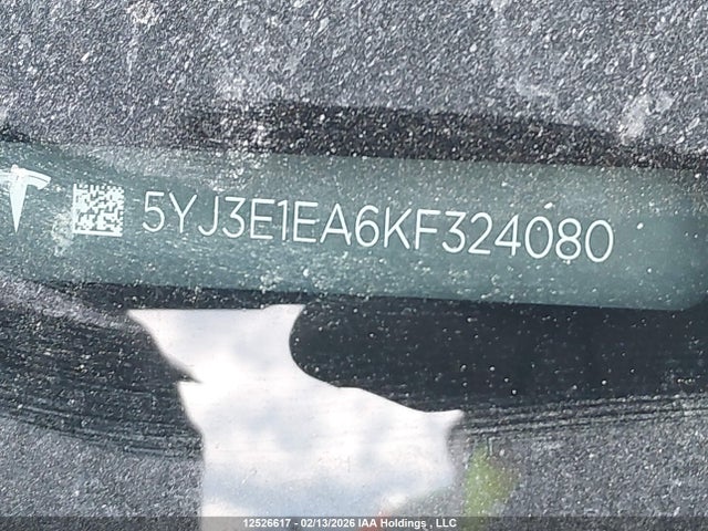 5YJ3E1EA6KF324080 Tesla MODEL 3