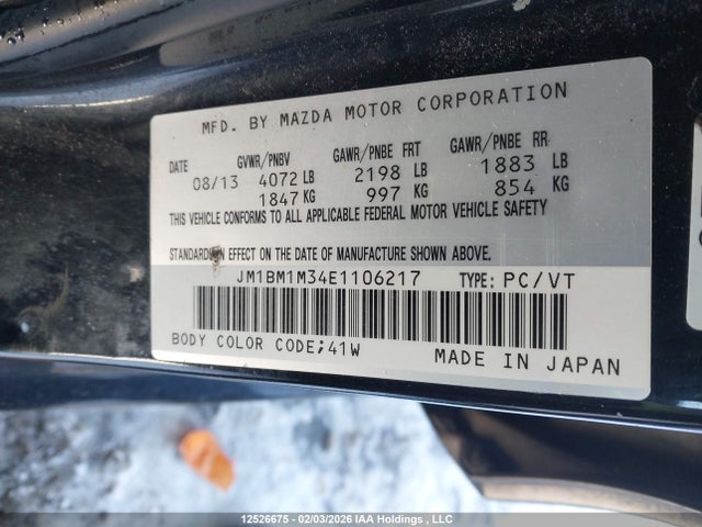 JM1BM1M34E1106217 Mazda MAZDA3