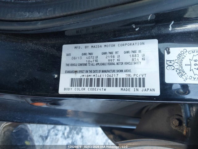 JM1BM1M34E1106217 Mazda MAZDA3