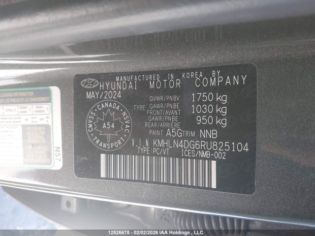 KMHLN4DG6RU825104 Hyundai Elantra