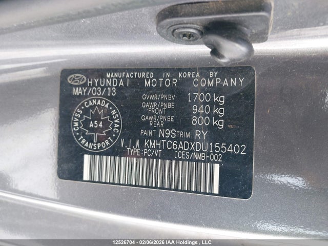 12526704 :رقم المزاد ، KMHTC6ADXDU155402 vin ، 2013 Hyundai Veloster مزاد بيع