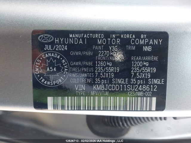 KM8JCDD11SU248612 Hyundai Tucson N-line Hybrid Awd