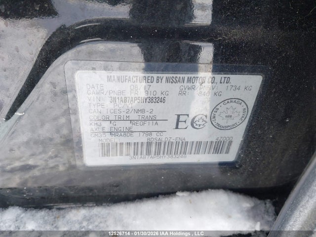3N1AB7AP5HY383246 Nissan Sentra 1.8 S/1.8 Sl/1.8 Sv