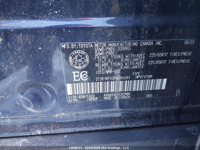 2T3R1RFV3PW384583 Toyota Rav4 Xle