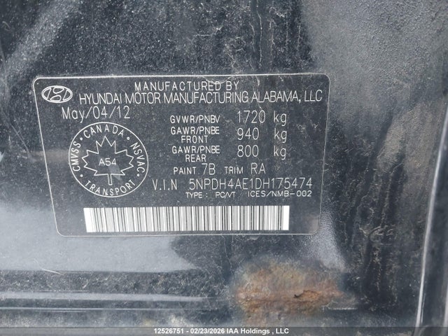 Aukcja sprzedaży 2013 Hyundai Elantra Gl, vin: 5NPDH4AE1DH175474, numer aukcji: 12526751