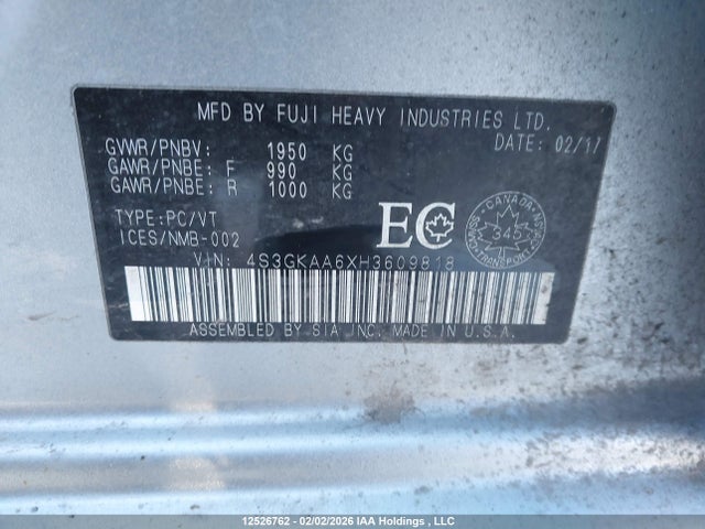 4S3GKAA6XH3609818 Subaru Impreza
