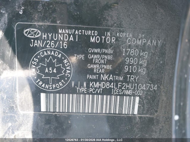 KMHD84LF2HU104734 Hyundai Elantra Se/value/limited