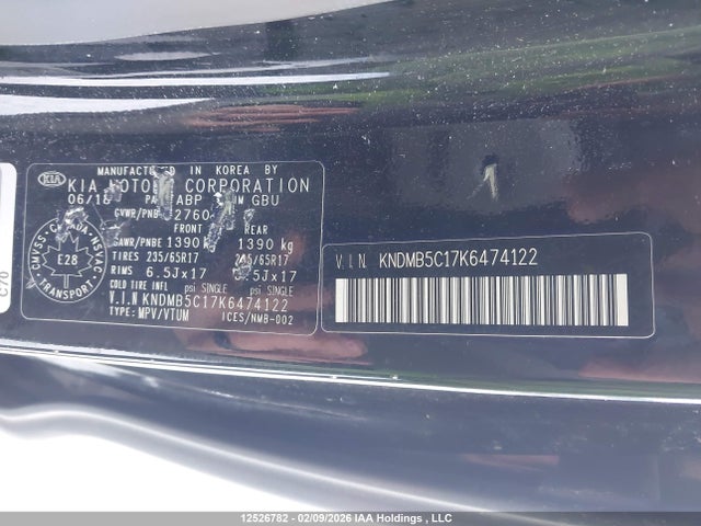 12526782 :رقم المزاد ، KNDMB5C17K6474122 vin ، 2019 Kia Sedona Lx مزاد بيع
