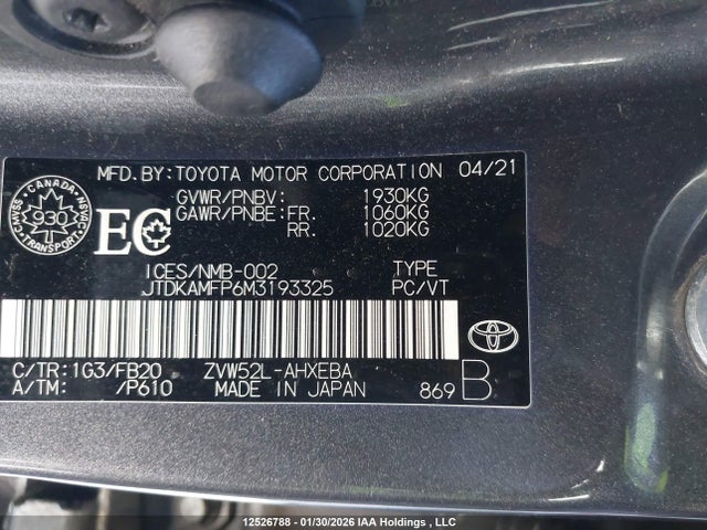 JTDKAMFP6M3193325 Toyota PRIUS PRIME