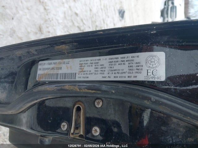 12526791 :رقم المزاد ، 3C63RRPL4MG703598 vin ، 2021 Ram 3500 Limited مزاد بيع