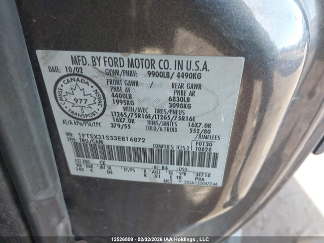 Aukcja sprzedaży 2003 Ford F350 Srw Super Duty, vin: 1FTSX31S33EB16872, numer aukcji: 12526809