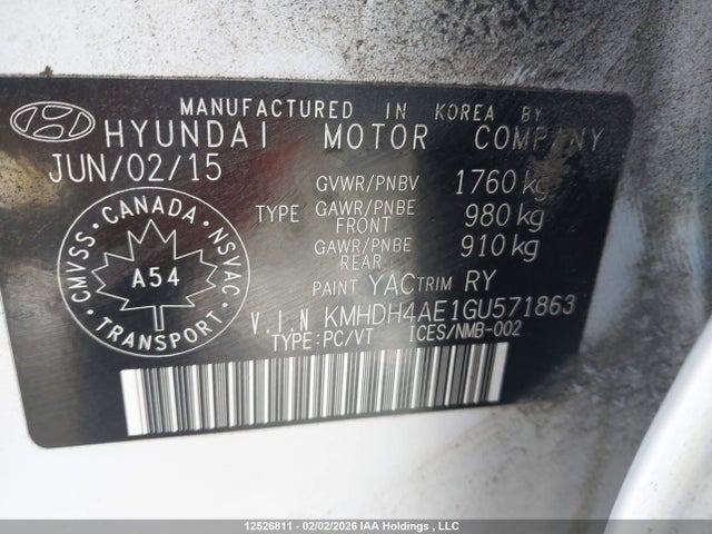KMHDH4AE1GU571863 Hyundai Elantra Sport Appearance