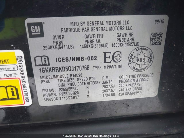 1GKKRRKD5GJ170768 GMC Acadia Slt1