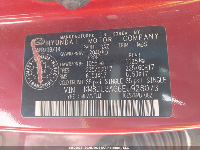 KM8JU3AG6EU928073 Hyundai TUCSON GLS