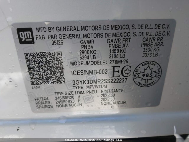 3GYK3DMR2SS222237 Cadillac Optiq Luxury 2 Awd
