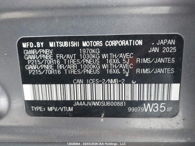 JA4AJVAW0SU600881 Mitsubishi Rvr Gt/noir/se/sel