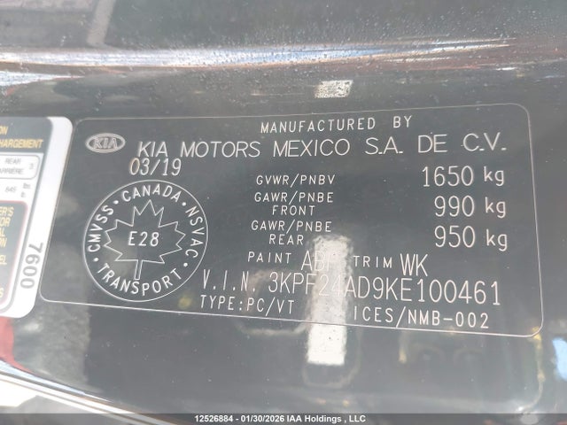3KPF24AD9KE100461 KIA FORTE LX
