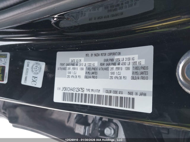Продаж на аукціоні авто 2025 Mazda Cx-90 Phev Gs-l, vin: JM3KKCHA4S1234759, номер лоту: 12526910