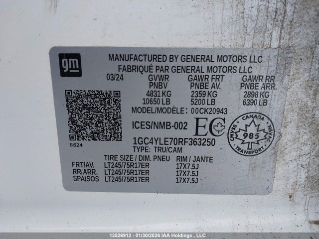 Aukcja sprzedaży 2024 Chevrolet Silverado 2500hd, vin: 1GC4YLE70RF363250, numer aukcji: 12526912