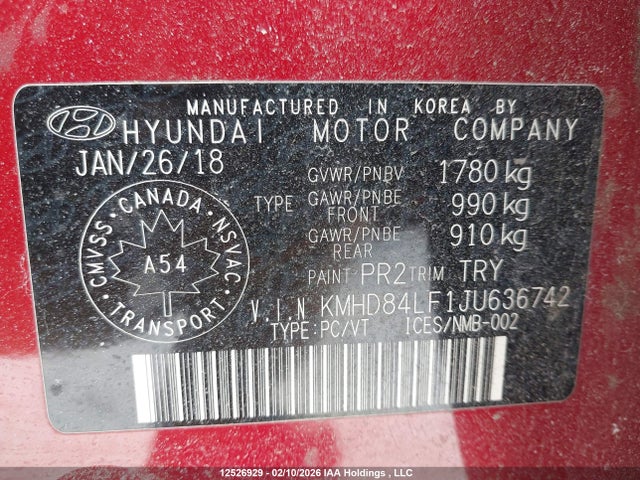 KMHD84LF1JU636742 Hyundai ELANTRA GL