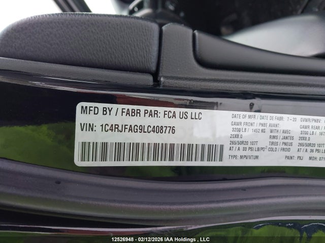 1C4RJFAG9LC408776 Jeep Grand Cherokee Laredo