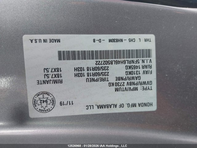5FNRL6H46LB502722 Honda ODYSSEY EX