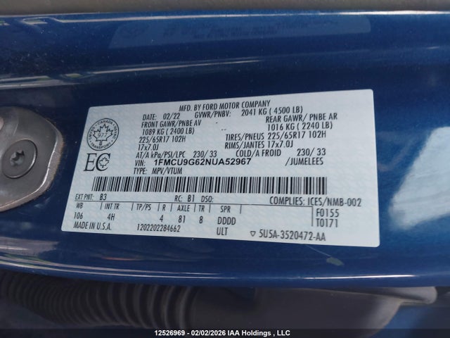 1FMCU9G62NUA52967 Ford ESCAPE SE