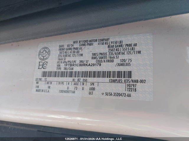 1FTBR1C80RKA29179 Ford Transit-250 Cargo