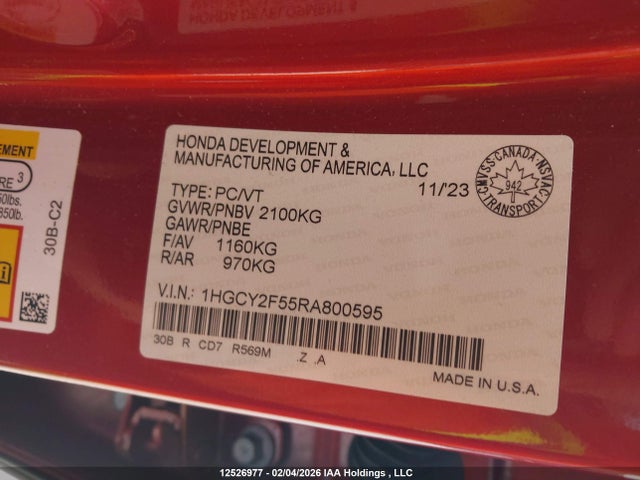 1HGCY2F55RA800595 Honda ACCORD HYBRID