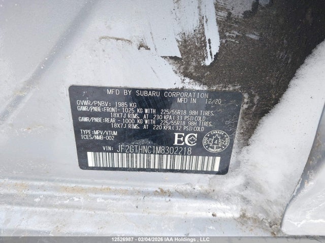 Aukcja sprzedaży 2021 Subaru Crosstrek Limited, vin: JF2GTHNC1M8302218, numer aukcji: 12526987