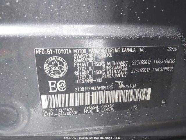 2T3B1RFV0LW109135 Toyota RAV4 LE