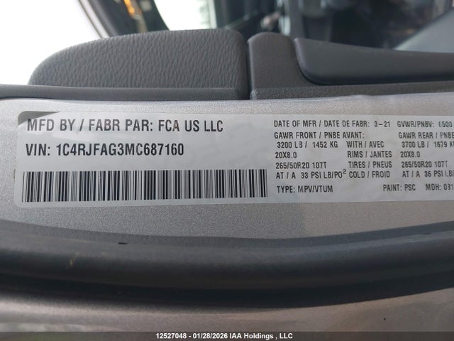 1C4RJFAG3MC687160 Jeep Grand Cherokee Altitude