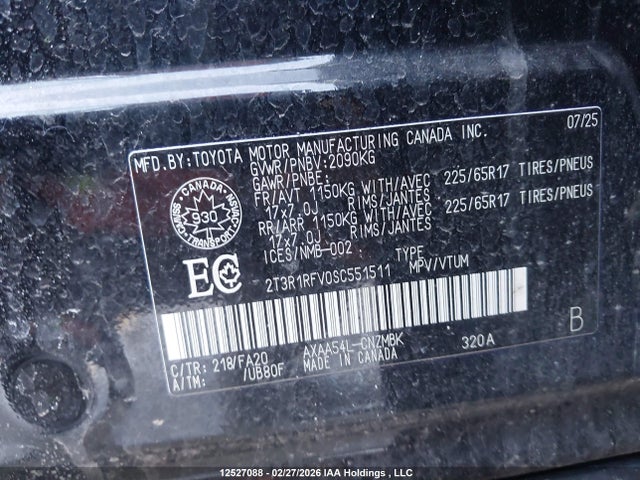 2T3R1RFV0SC551511 Toyota RAV4
