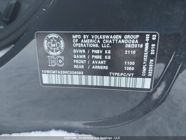 Volkswagen Passat Sel Premium 2017 1VWCM7A33HC006093 Image 17