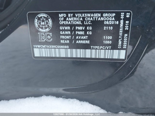 Volkswagen Passat Sel Premium 2017 1VWCM7A33HC006093 Image 9