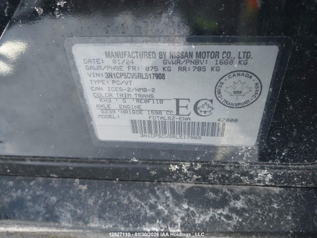 3N1CP5CV5RL517908 Nissan KICKS SV