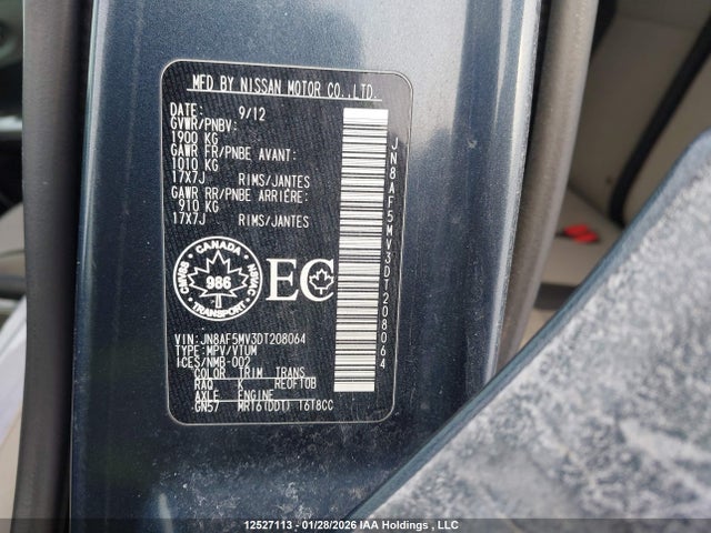12527113 :رقم المزاد ، JN8AF5MV3DT208064 vin ، 2013 Nissan Juke مزاد بيع