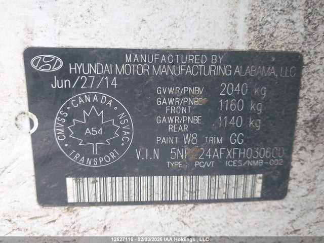 Aukcja sprzedaży 2015 Hyundai Sonata Gls, vin: 5NPE24AFXFH030600, numer aukcji: 12527116