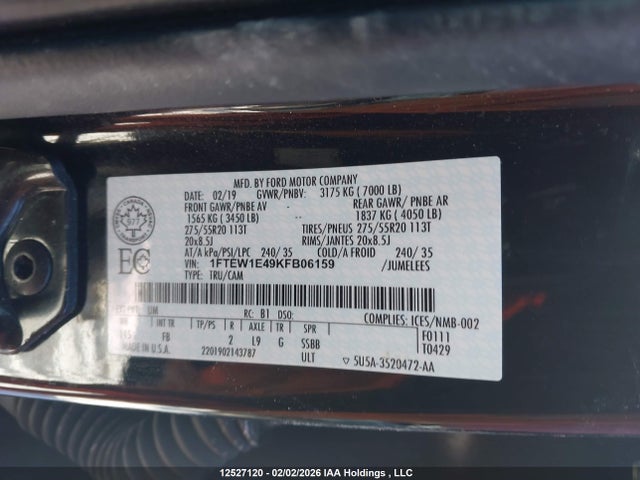 1FTEW1E49KFB06159 Ford F-150 Xlt
