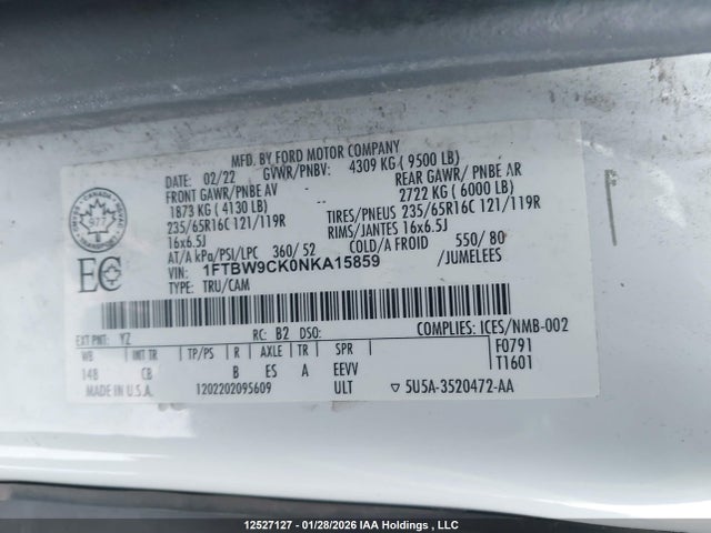 1FTBW9CKONKA15859 Ford E-transit-350 Cargo
