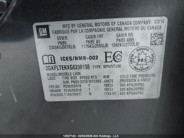 2GKFLTEKXG6298138 GMC Terrain Sle-2