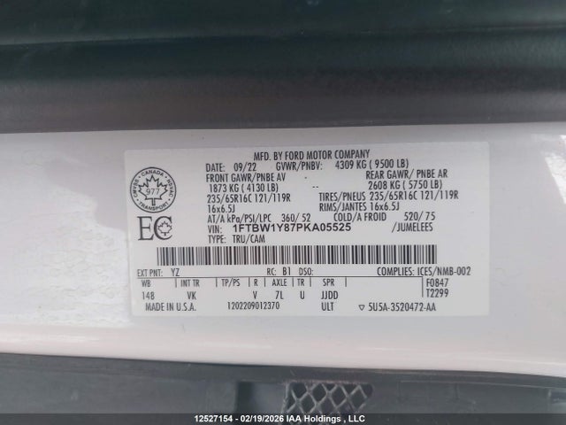 1FTBW1Y87PKA05525 Ford Transit T-350