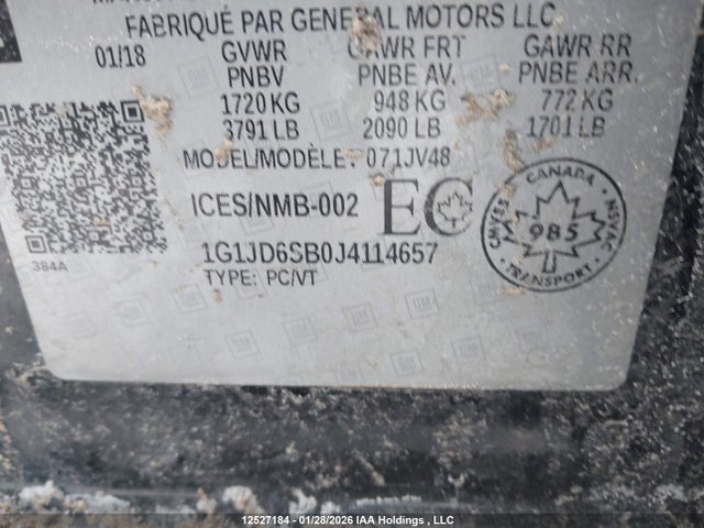 1G1JD6SB0J4114657 Chevrolet Sonic Lt Auto